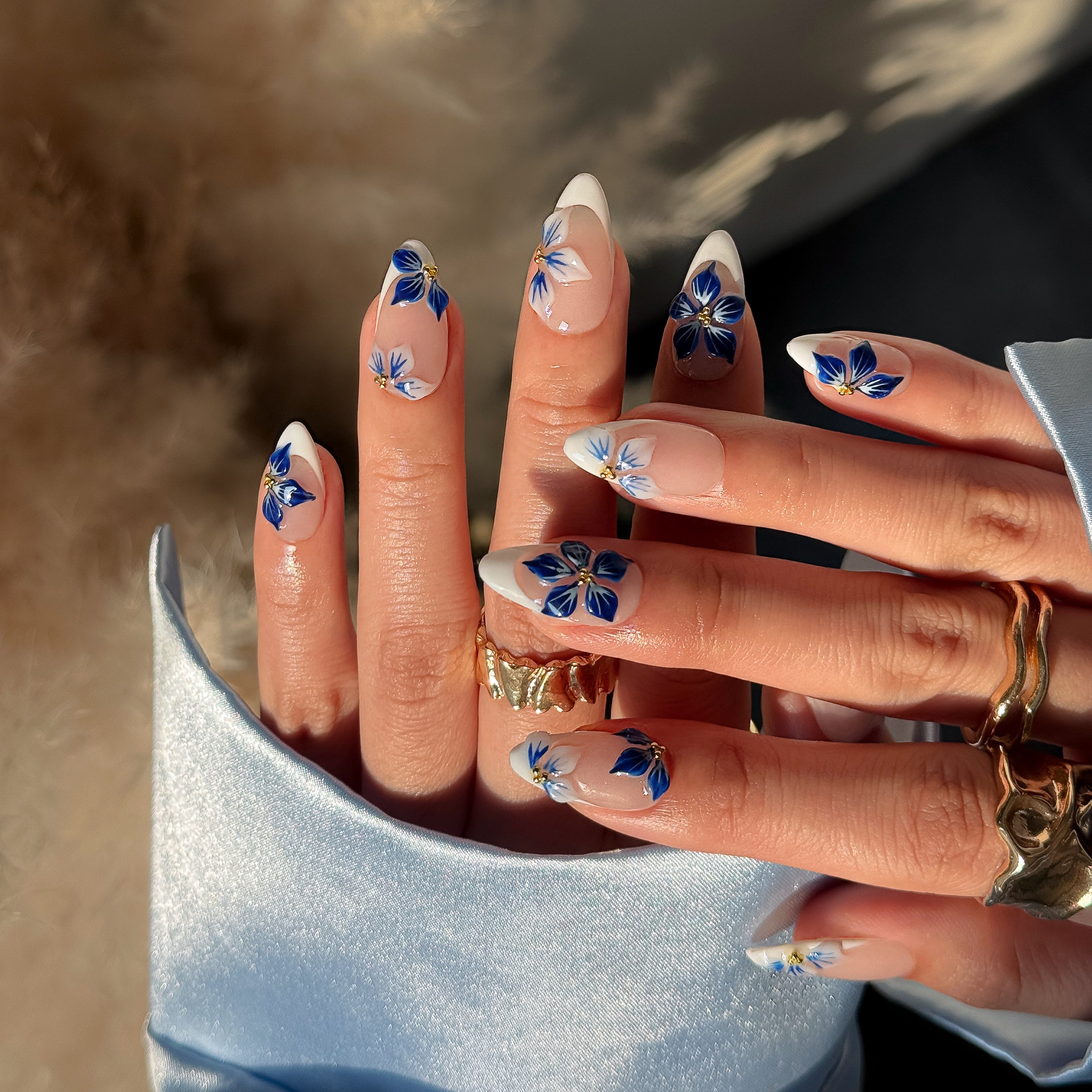 Cosmic Chrome Collection – Azure Press On Nails